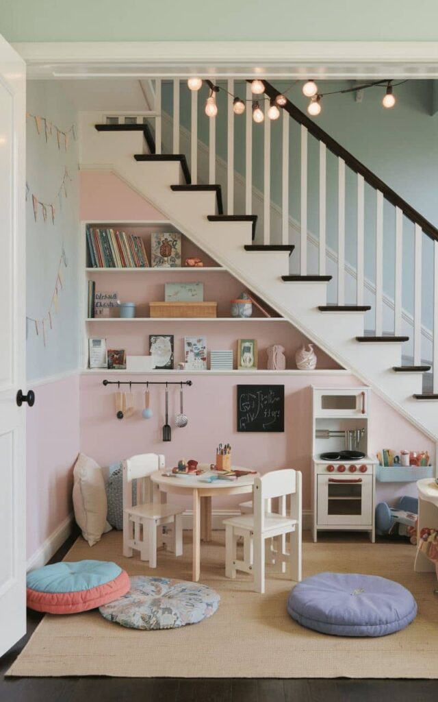 aménagement rangement sous escaliers coin jeux pour enfants sous escalier aménagé