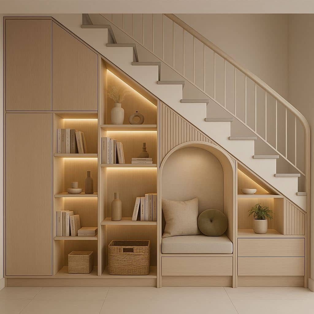 You are currently viewing Aménager l’espace sous l’escalier : 15 idées astucieuses pour gagner du rangement