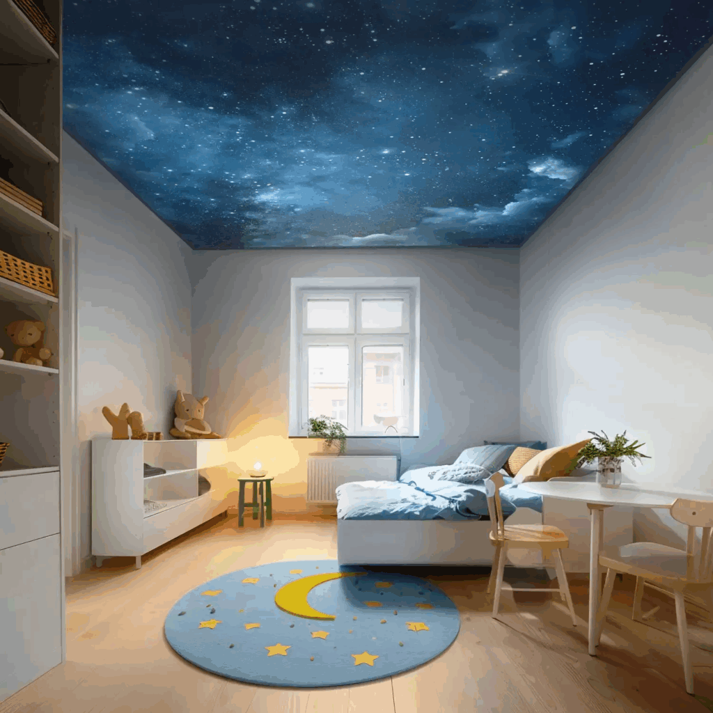 papier peint bleu nuit chambre enfant chambre garçon