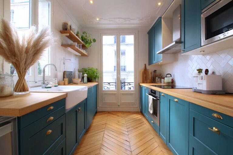 Peinture bleu canard en cuisine : 15 idées tendance