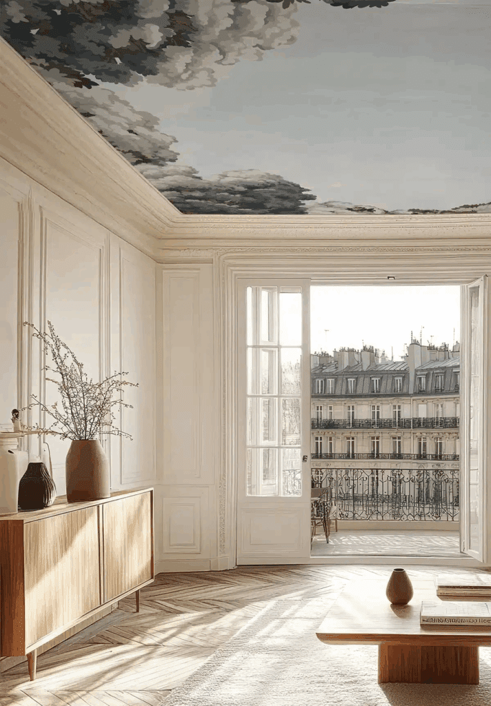 papier peint dans un bel appartement haussmannien style parisien