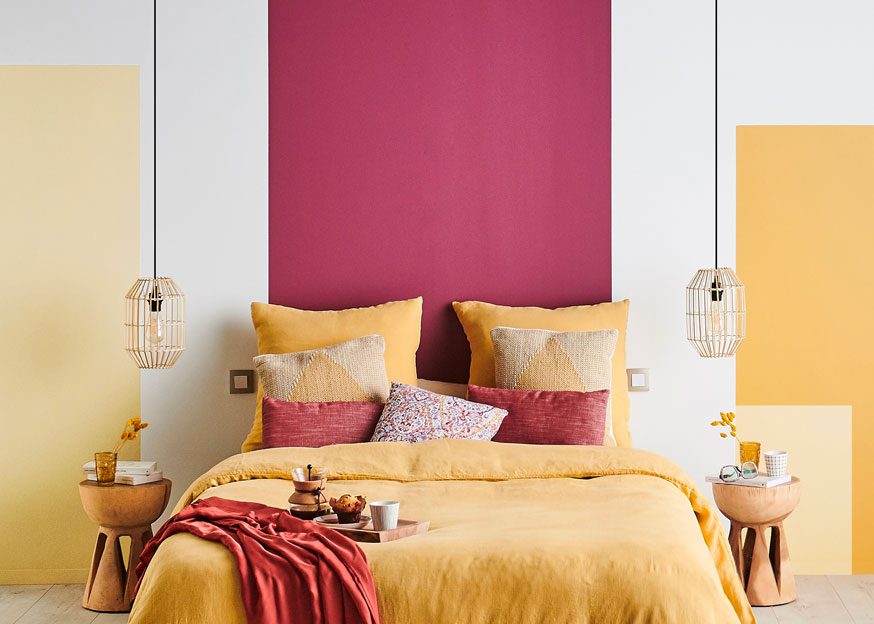 tête de lit peinture jusqu'au plafond déco inspiration chambre tendance