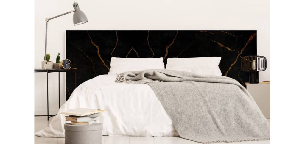 tête de lit peinture ardoise noire chambre parentale bohème tendance originale