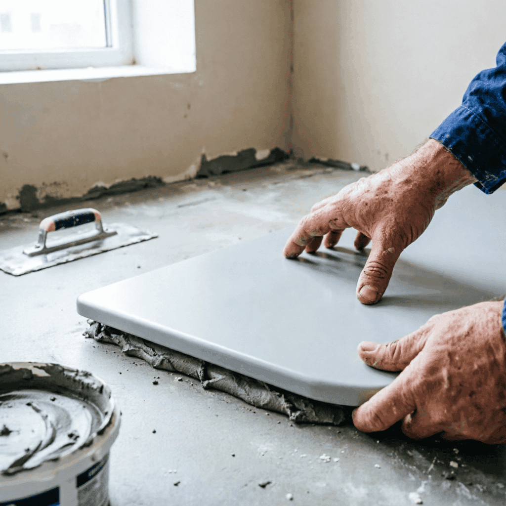 Pose receveur extra plat sur chape