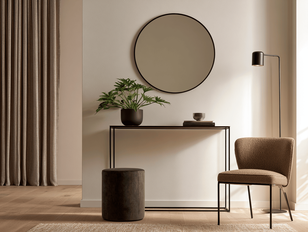 Un petit pot posé sur une console fine apporte immédiatement une touche déco petite entrée, à condition de choisir un contenant compact qui ne déborde pas du plan de la console.