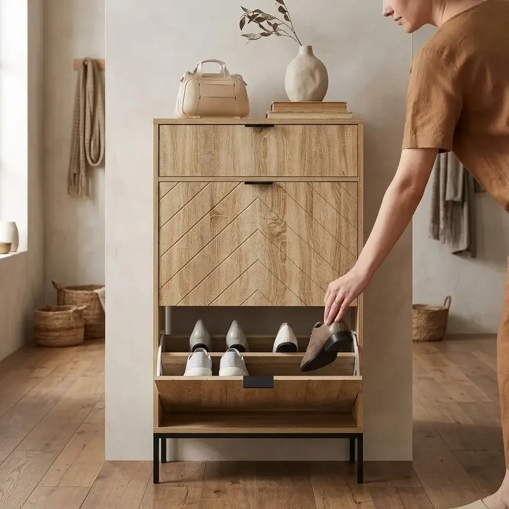 meuble d'entrée en bois meuble à chaussures
